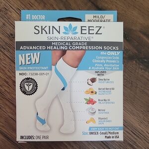 SKIN EEZ Advanced Healing Compression Socks, Siz3 S/M, White, Unisex